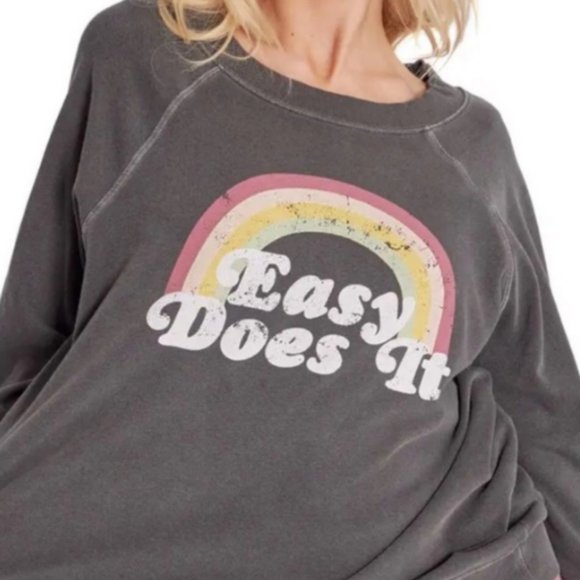 NWOT WILDFOX Easy Does It - Rainbow Vintage Graphic Novelty Print Sweatshirt - Picture 4 of 12